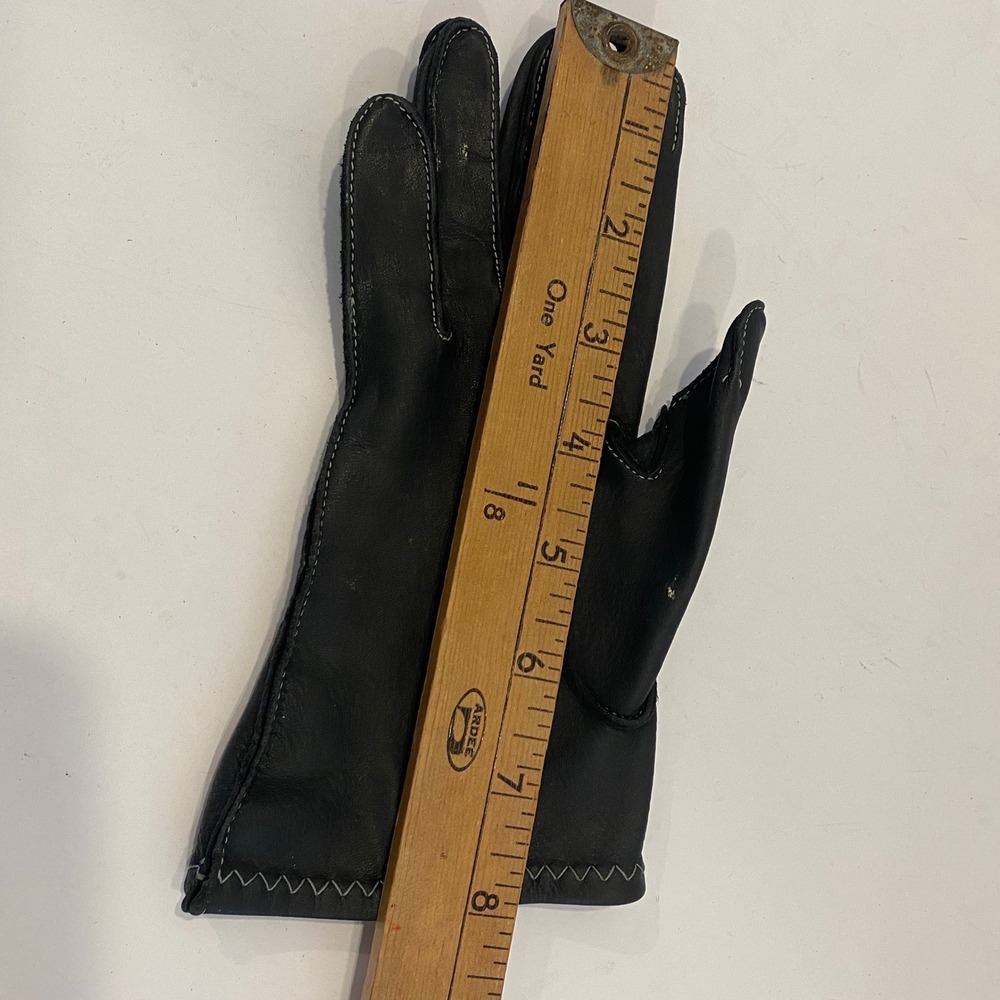 Taxidermy Studios Deerskin Leather Gloves Womens 6.5 Contrast Stitch Cadet - Picture 5 of 6